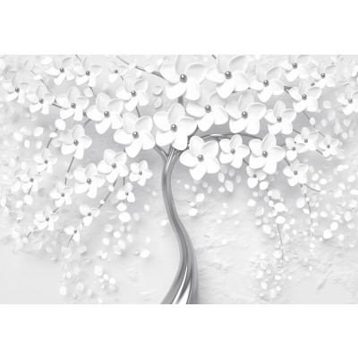 14215 - Style glamour Arbre blanc argenté 3D