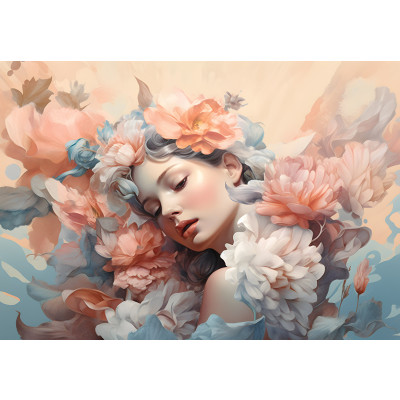14664 - Femme Fleurs Pastel Élégance