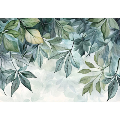 Tableau représentant des feuilles vertes suspendues pour chambre, salon ou cuisine, sur toile