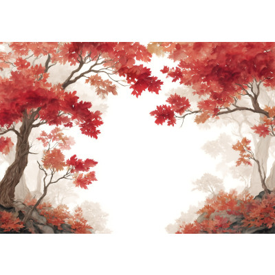 Papier peint for&ecirc;t arbres aquarelle chambre salon papier peint intiss&eacute;