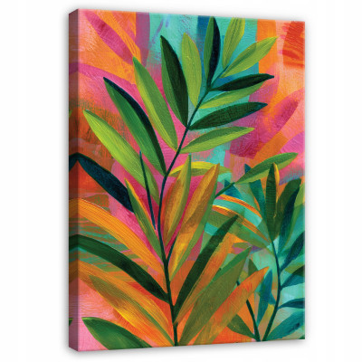 Tableau abstrait de style Art déco représentant des feuilles, pour une chambre à coucher ou un salon, sur toile 40 x 30
