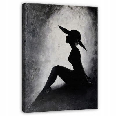 Tableau représentant une femme au chapeau, style abstrait, pour chambre à coucher ou salon, sur toile 60 x 40