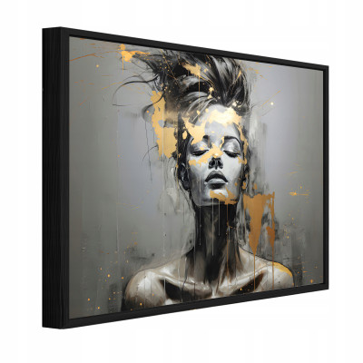 Tableau dans un cadre noir sur toile femme abstraction salon chambre à coucher 120x80