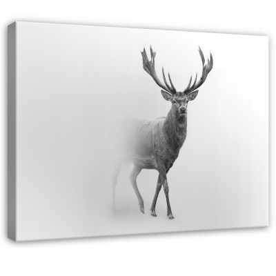 Image cerf dans le brouillard animaux nature pour chambre à coucher salon sur toile 100x70