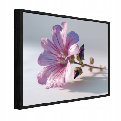 Tableau dans un cadre noir sur toile fleurs nature rose salon chambre à coucher 60x40