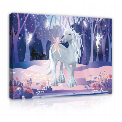 Tableau pour chambre d'enfant licorne toile 60x40