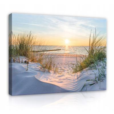 Tableau plage mer 3D sur toile pour salon 100x70