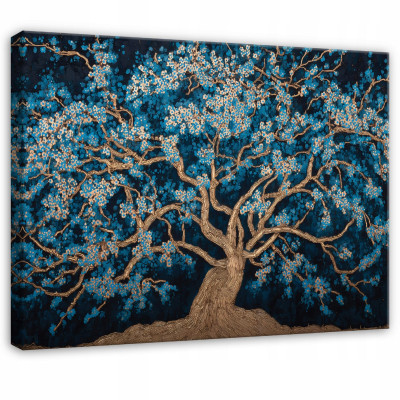 Peinture arbre abstraction bleu pour chambre à coucher salon sur toile 40x30