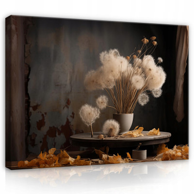 Tableau représentant des fleurs et des pissenlits dans un vase, sur toile, pour chambre ou salon, 40 x 30