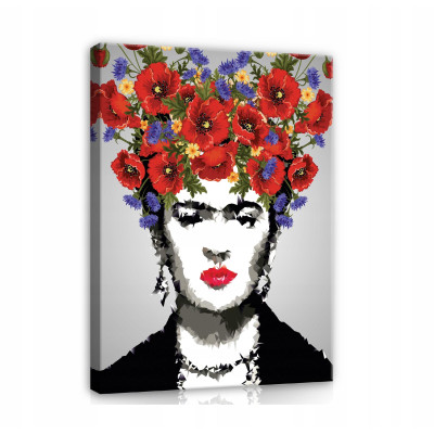 Tableau Frida Kahlo pour le salon, fleurs, grand format 100 x 70