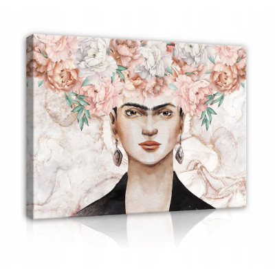 Tableau Frida Kahlo sur toile murale fleurs 60x40