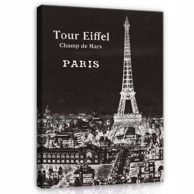 Tableau Tour Eiffel Paris pour salon noir 60x40