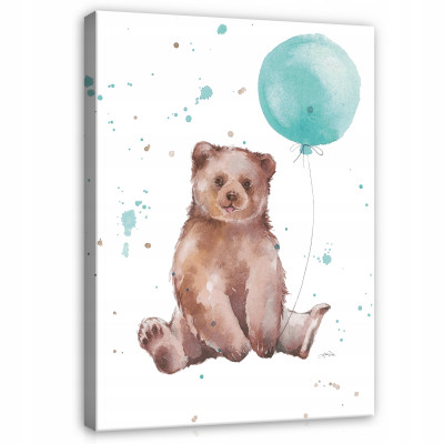 Tableau pour chambre d'enfant ours toile 60x40