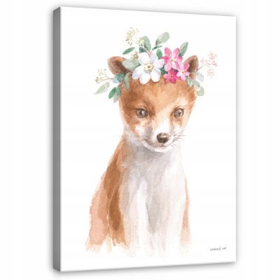 Tableau pour chambre d'enfant représentant un renard, sur toile, 60 x 40 cm