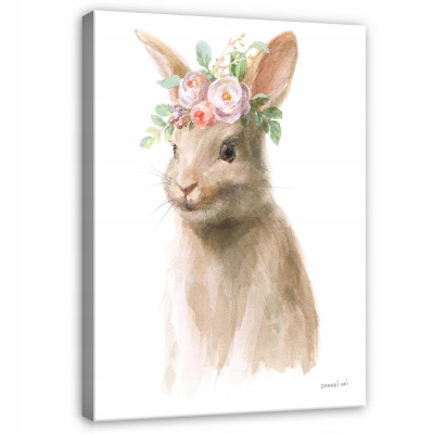 Tableau pour chambre d'enfant animaux lapin 60x40