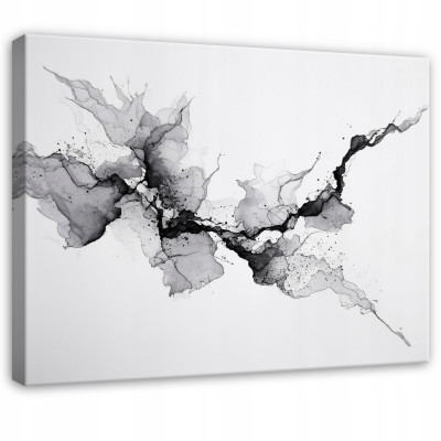 Peinture abstraite représentant du marbre et des touches d'aquarelle grise, pour chambre à coucher ou salon, sur toile 100 x 70