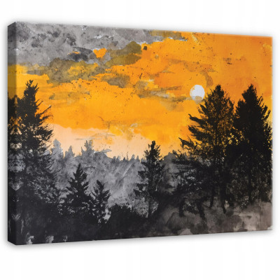 Tableau forêt paysage abstraction béton pour chambre à coucher salon sur toile 120x80
