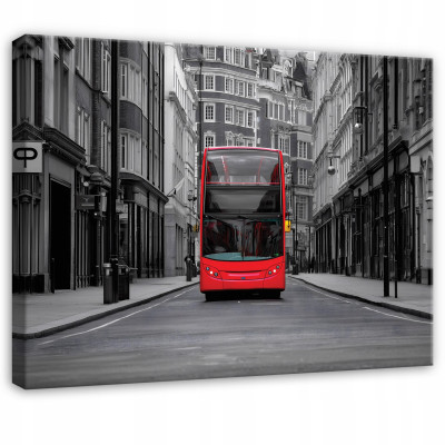 Tableau en noir et blanc représentant un bus urbain, pour la chambre ou le salon, sur toile, 120 x 80 cm
