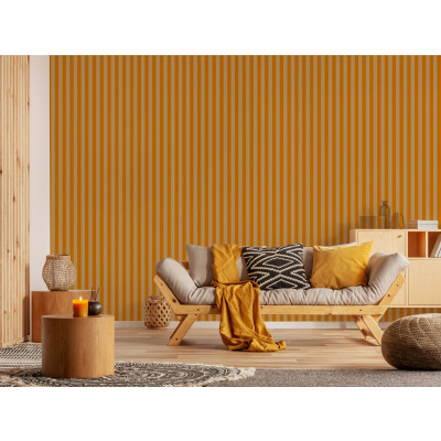 Papier peint brun &agrave; rayures de style scandinave sur intiss&eacute; pour le salon et la chambre &agrave; coucher