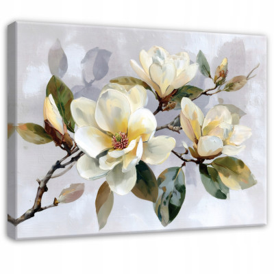 Tableau fleurs branche jaune gris pour chambre à coucher salon sur toile 120x80