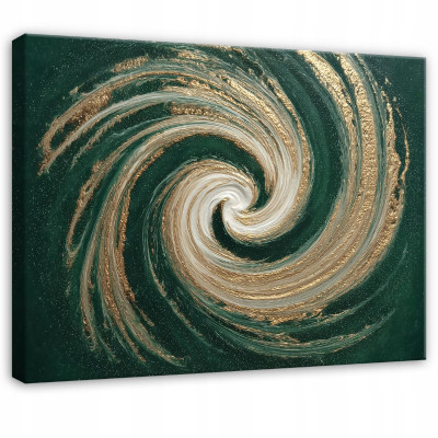 Tableau abstrait vert et doré pour chambre à coucher ou salon, sur toile 100 x 70