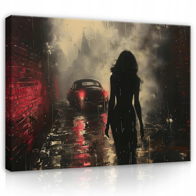 Tableau femme nue voiture sur toile mur chambre salon 40x30