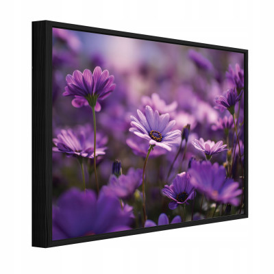 Tableau dans un cadre noir sur toile fleurs des champs nature salon chambre à coucher 120x80
