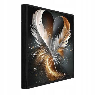 Tableau sur toile dans un cadre noir, motif de plumes, style abstrait, pour le salon ou la chambre à coucher, 40 x 30