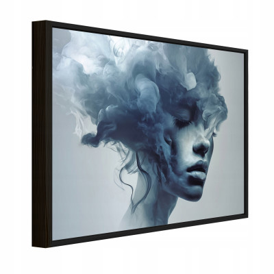 Tableau dans un cadre noir sur toile femme visage fumée salon chambre à coucher 60x40