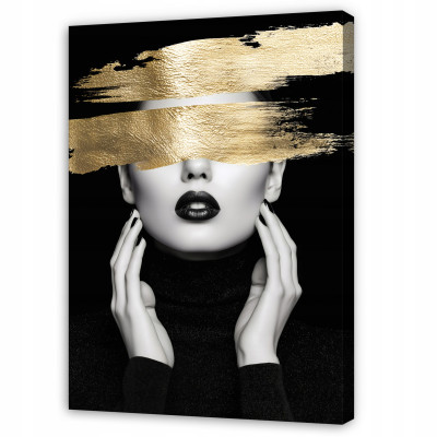 Tableau représentant un visage de femme doré et glamour, pour la chambre à coucher ou le salon, sur toile, 40 x 30 cm
