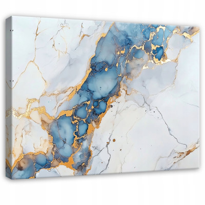 Peinture abstraite marbre or bleu chambre salon sur toile 100x70
