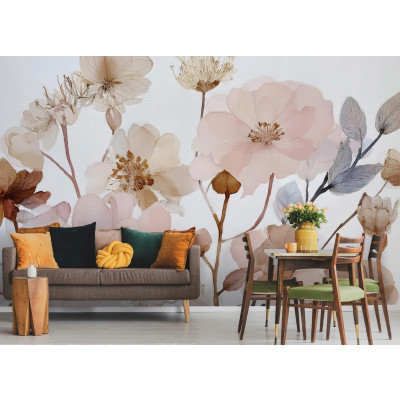 Papier peint photo fleurs des champs boh&egrave;me chambre &agrave; coucher salon papier peint intiss&eacute;