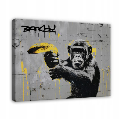 Tableau Banksy singe street art graffiti moderne sur toile murale 120x80