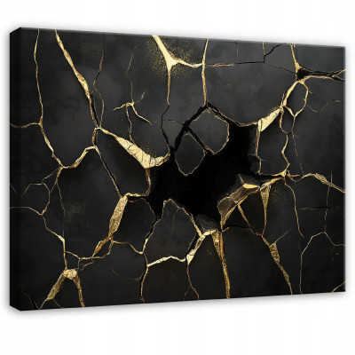 Tableau noir et or marbré pour chambre à coucher, salon ou cuisine sur toile 120 x 80