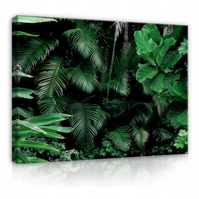 Peinture sur toile feuilles vertes jungle 100x70