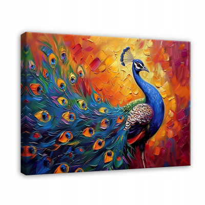 Peinture abstraite moderne représentant un paon coloré, sur toile, pour chambre, 40 x 30