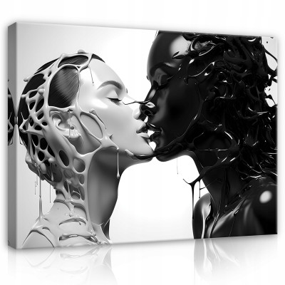 Tableau abstrait XXL représentant un couple, pour mur, 60 x 40
