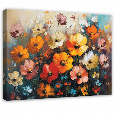 Tableau fleurs des champs pastels pour chambre à coucher salon cuisine sur toile 60x40