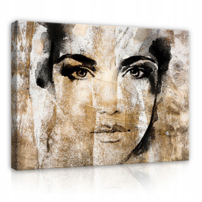 Peinture sur toile visage de femme portrait grand format 60x40