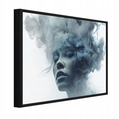 Tableau dans un cadre noir sur toile femme visage fumée salon chambre à coucher 60x40