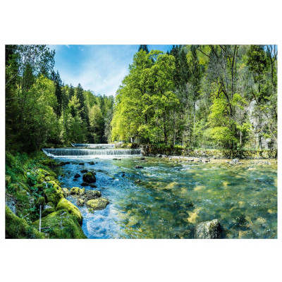 Papier peint photo cascade 3D for&ecirc;t nature paysage salon papier peint mural 400x280