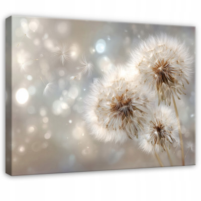 Peinture abstraite représentant des fleurs de pissenlits pour chambre à coucher ou salon, sur toile 100x70