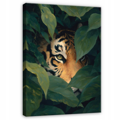 Image de tigre, d'animaux et de feuilles de la jungle pour chambre à coucher ou salon, sur toile 40 x 30