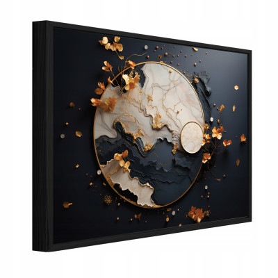 Tableau dans un cadre noir sur toile abstraction marbre salon chambre à coucher 100x70