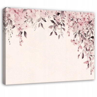 Tableau représentant des fleurs et des feuilles suspendues, pour chambre, salon ou cuisine, sur toile, 120 x 80 cm