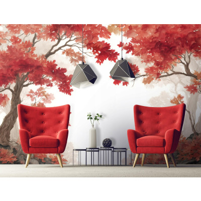 Papier peint for&ecirc;t arbres aquarelle chambre salon papier peint intiss&eacute;