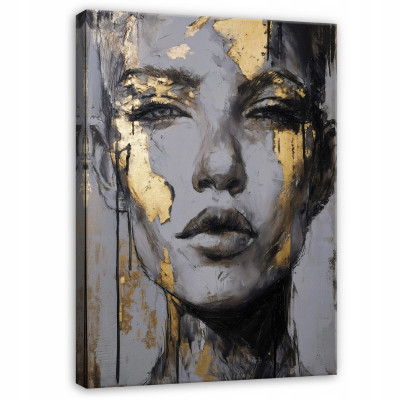 Tableau abstrait glamour doré pour chambre à coucher ou salon, sur toile, 100 x 70