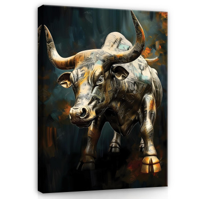 Tableau sur toile mural motivant argent taureau pour chambre à coucher salon 40x30