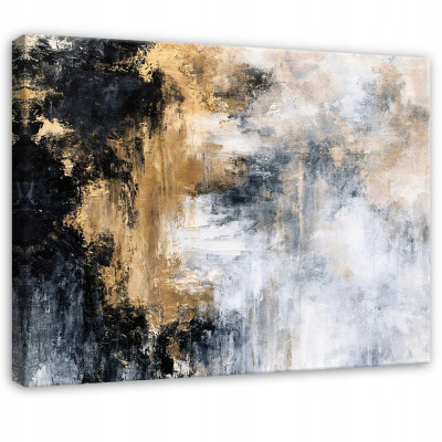 Tableau abstrait noir et or, style loft, pour chambre ou salon, sur toile, 90 x 60
