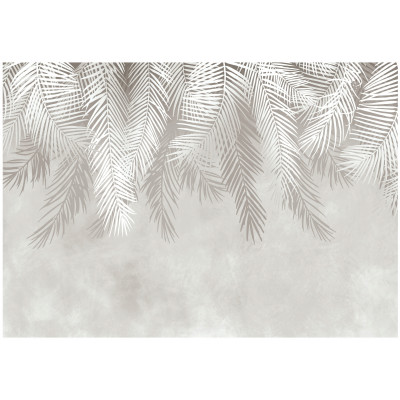 Papier peint feuilles de palmier et plumes pour chambre &agrave; coucher ou salon, papier peint mural 400 x 280